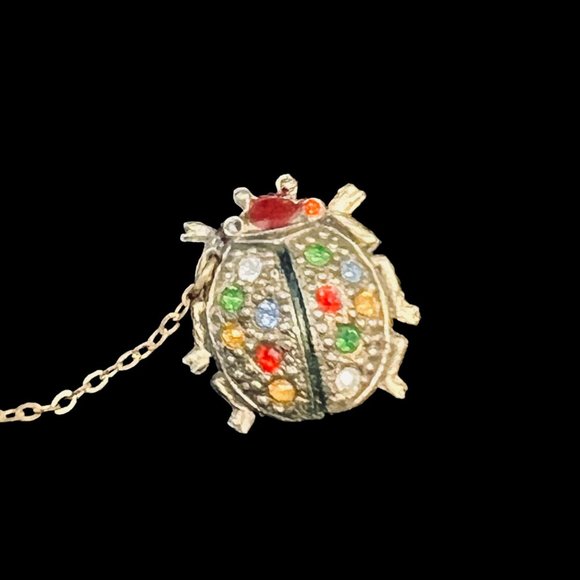 Set Of Gold Tone And Multi-Colored Rhinestone & Enamel Beetle Scent Brooch (5165 - Picture 5 of 8